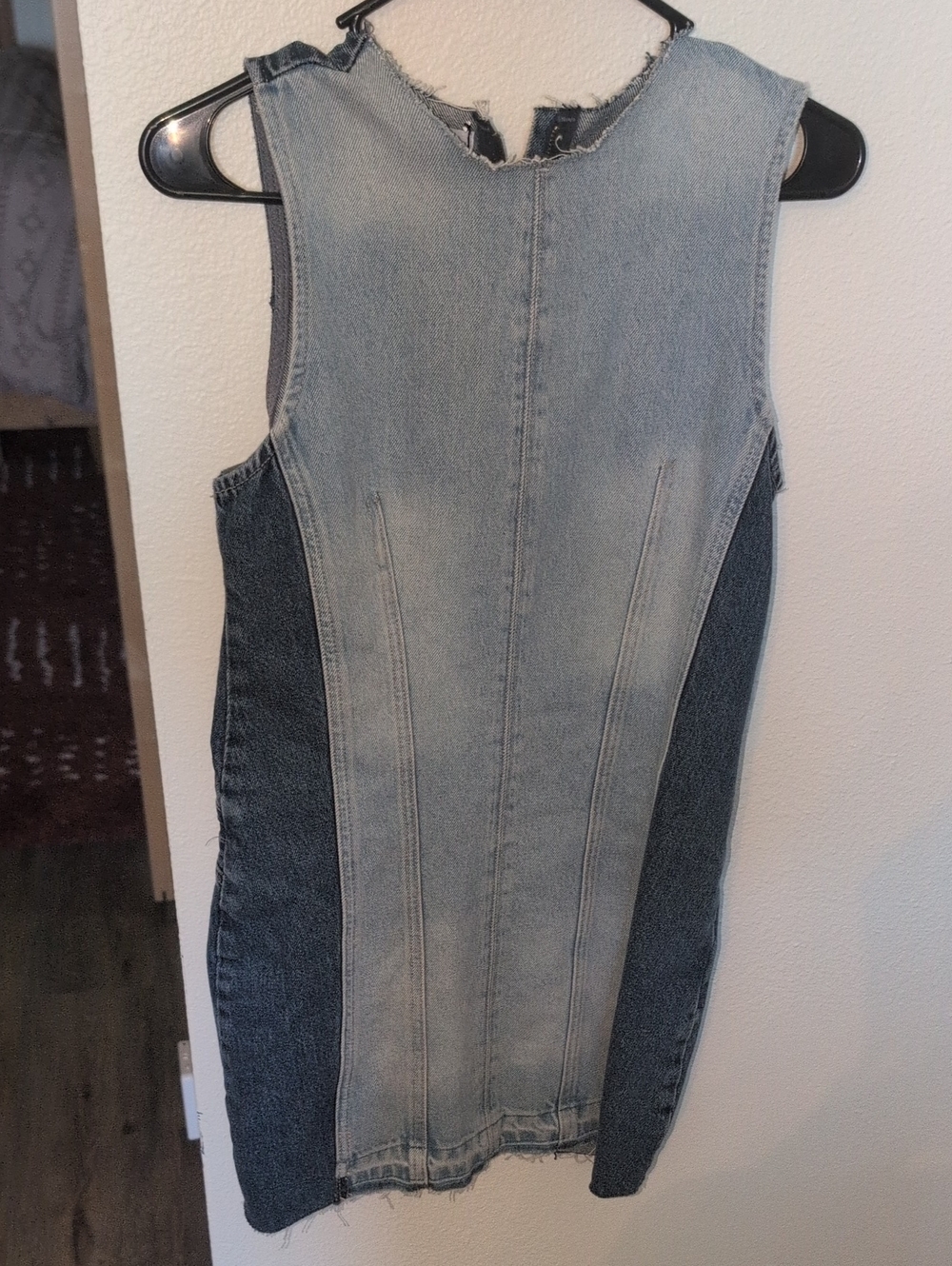 Zara Denim Panel Midi Dress - Light & Dark Blue